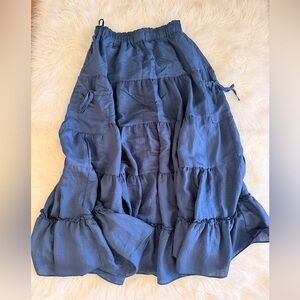 Women's Tiered Maxi Skirt - Blue